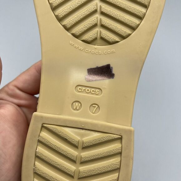 Crocs Tulum Open FlatSandals Size 7 Strappy Cream Orange Iconic Comfort Strappy - Picture 9 of 9